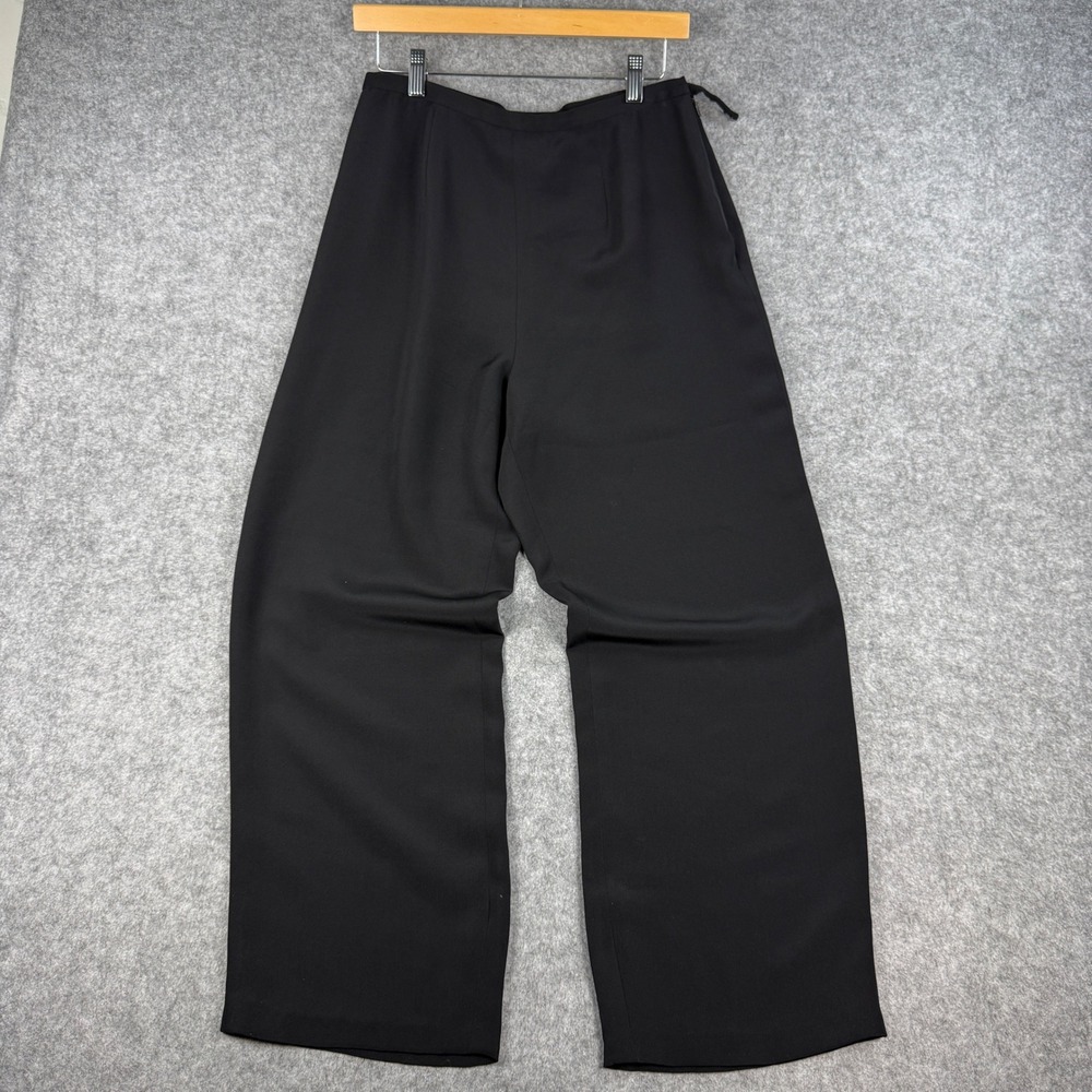 Vintage 90s - Carlisle - High Rise Wide Leg Black Silk Trousers-  Womens 8